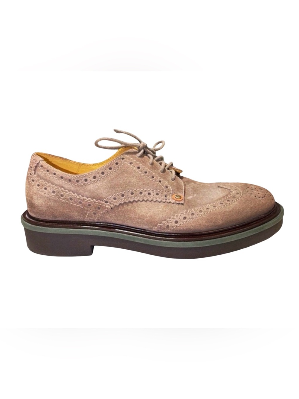 Cesare Paciotti Suede Wingtip Derby Shoes Taupe Chunky Sole Italian Luxury | 9